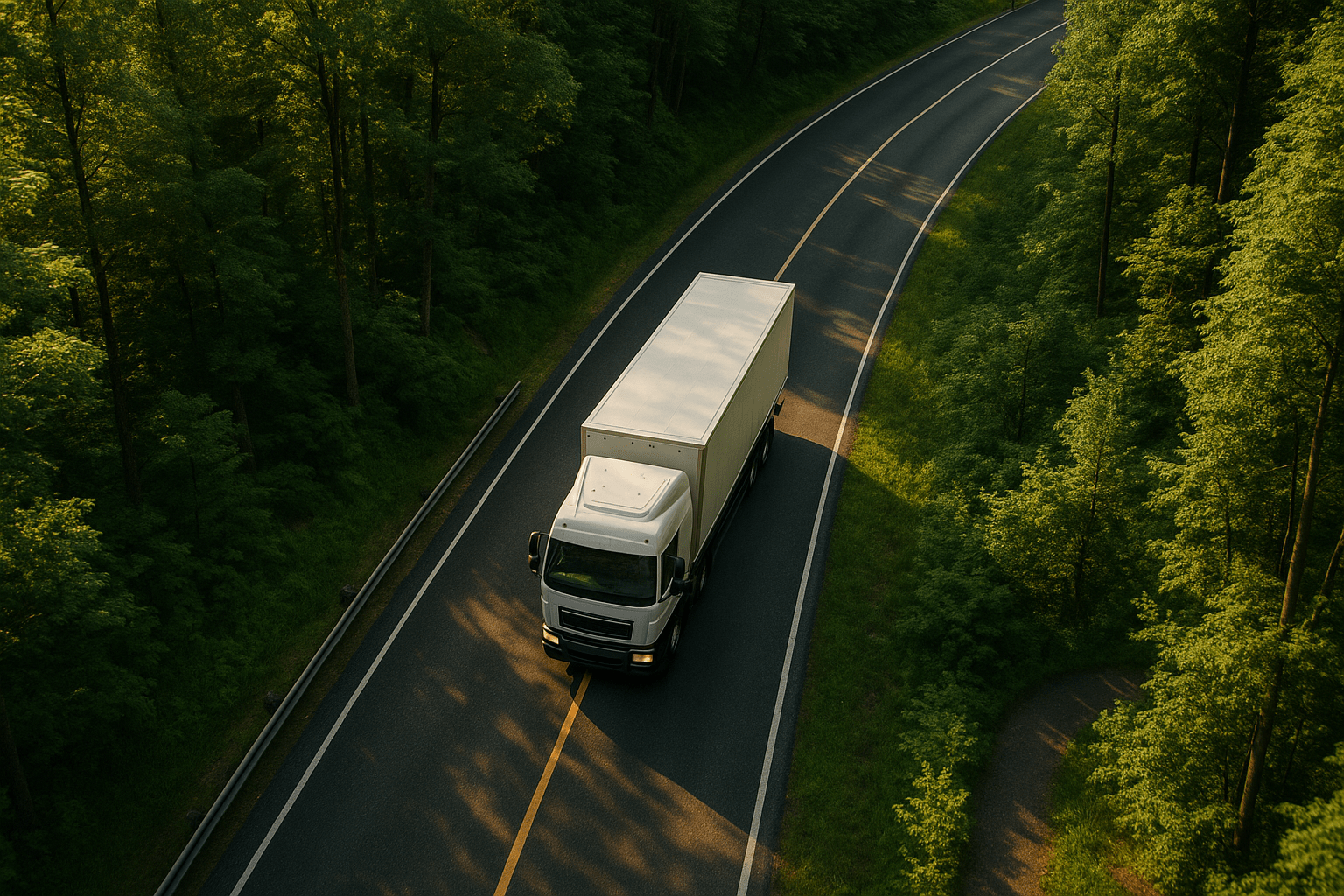 Sustainability report 2024 featuring truck and employee